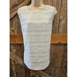 Sharagano Women's Tencel Stripe Button Side Tank Top lyocell XL summer blue ^